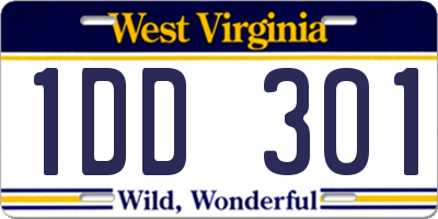 WV license plate 1DD301
