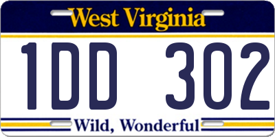 WV license plate 1DD302
