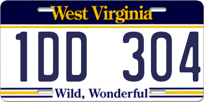 WV license plate 1DD304