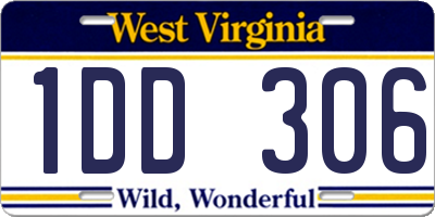 WV license plate 1DD306
