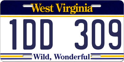 WV license plate 1DD309