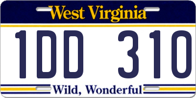 WV license plate 1DD310