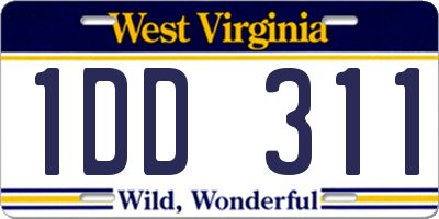 WV license plate 1DD311