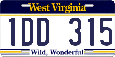 WV license plate 1DD315