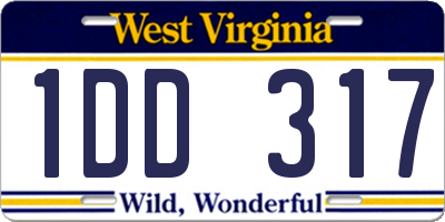 WV license plate 1DD317