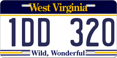 WV license plate 1DD320