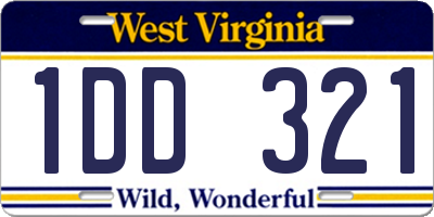 WV license plate 1DD321