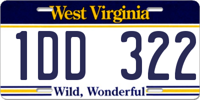 WV license plate 1DD322