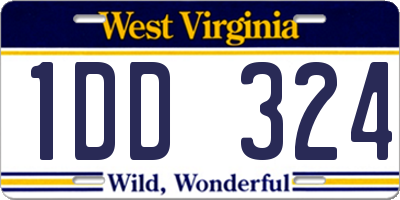 WV license plate 1DD324