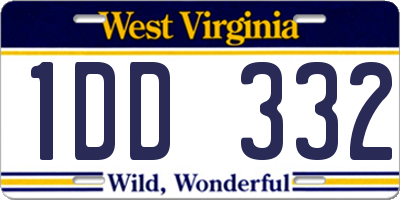 WV license plate 1DD332