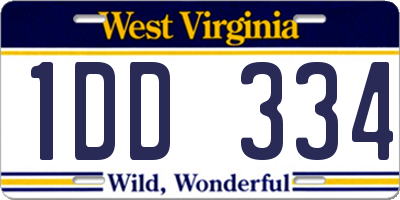 WV license plate 1DD334