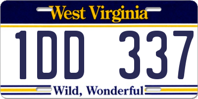 WV license plate 1DD337