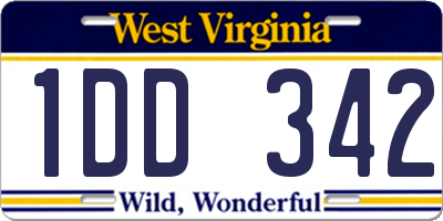 WV license plate 1DD342