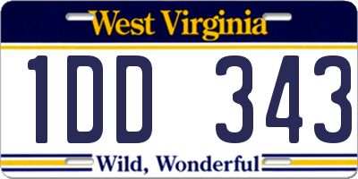WV license plate 1DD343