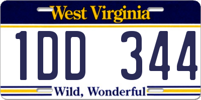 WV license plate 1DD344