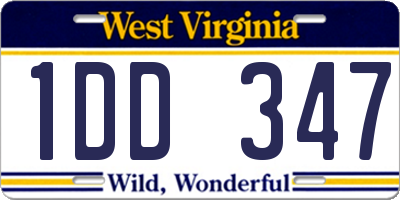 WV license plate 1DD347
