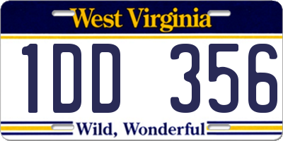 WV license plate 1DD356