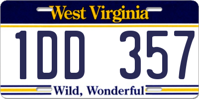 WV license plate 1DD357