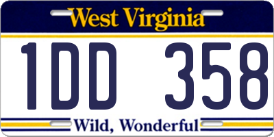 WV license plate 1DD358
