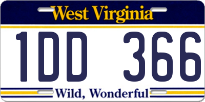 WV license plate 1DD366