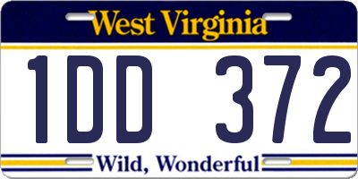 WV license plate 1DD372