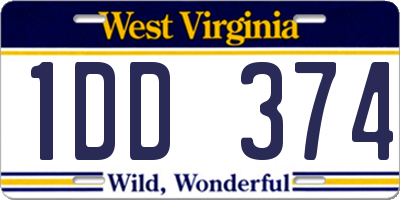 WV license plate 1DD374