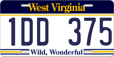 WV license plate 1DD375