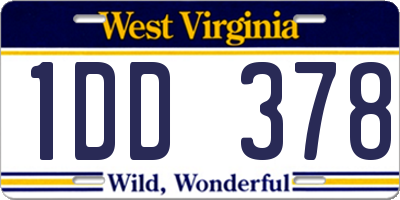 WV license plate 1DD378