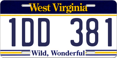 WV license plate 1DD381