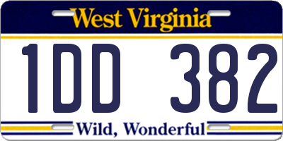 WV license plate 1DD382