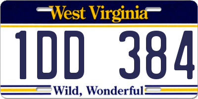 WV license plate 1DD384