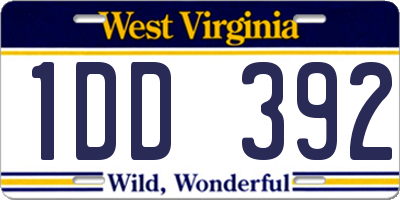 WV license plate 1DD392