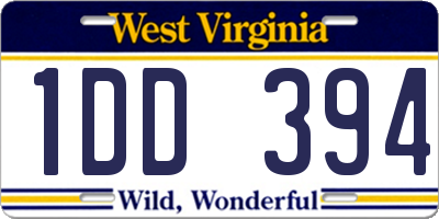 WV license plate 1DD394