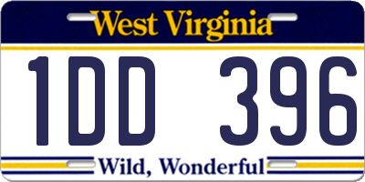 WV license plate 1DD396