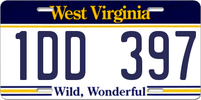 WV license plate 1DD397