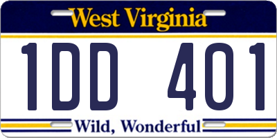 WV license plate 1DD401