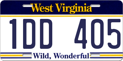 WV license plate 1DD405