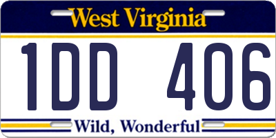 WV license plate 1DD406