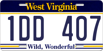 WV license plate 1DD407