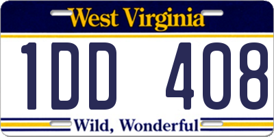 WV license plate 1DD408