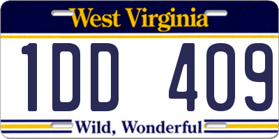 WV license plate 1DD409