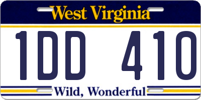 WV license plate 1DD410