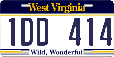 WV license plate 1DD414