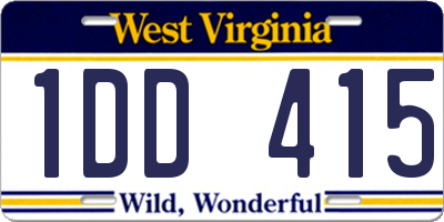 WV license plate 1DD415