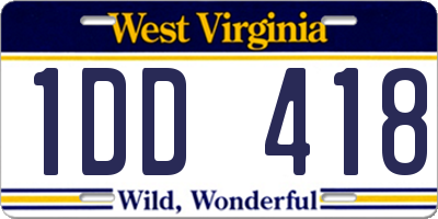 WV license plate 1DD418