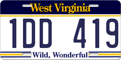 WV license plate 1DD419