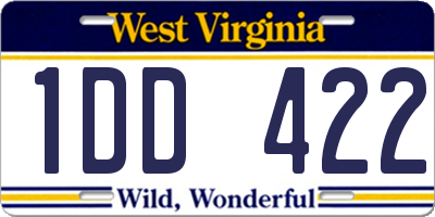 WV license plate 1DD422