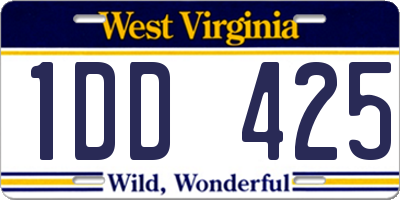 WV license plate 1DD425