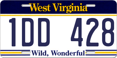 WV license plate 1DD428