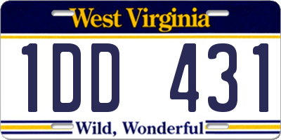 WV license plate 1DD431